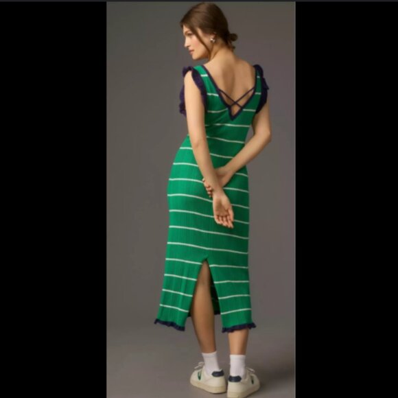 Brand New Daily Practice by Anthropologie Striped Knitted Midi Dress - Picture 2 of 12